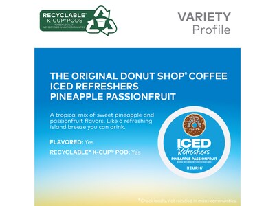The Original Donut Shop Iced Refreshers Pineapple Passion Fruit, Keurig® K-Cup® Pods, 20/Box (5000379381)