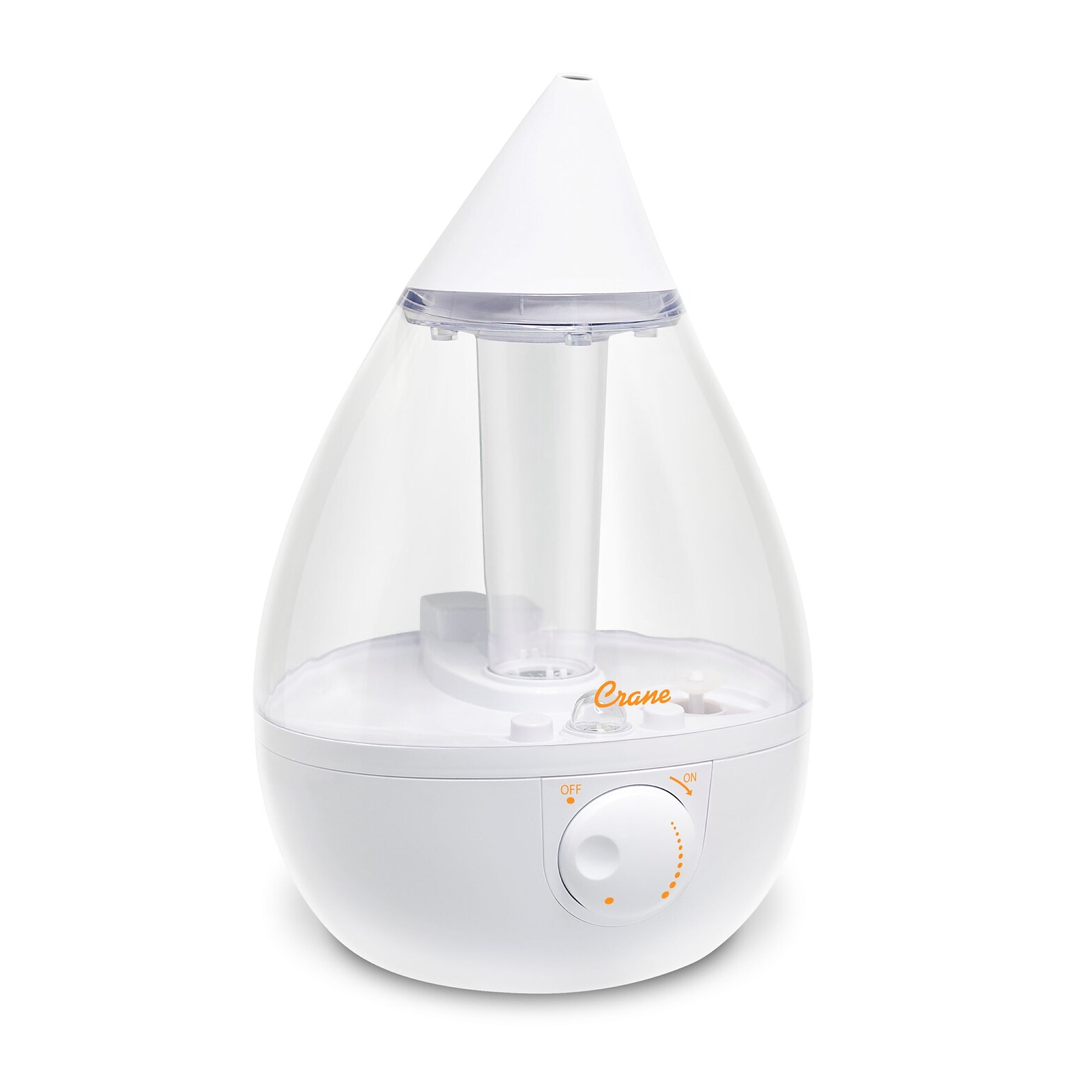 Crane Ultrasonic Cool Mist Tabletop Humidifier, 1-Gallon, For Rooms 500 sq. ft., Clear/White (EE-5301CW)