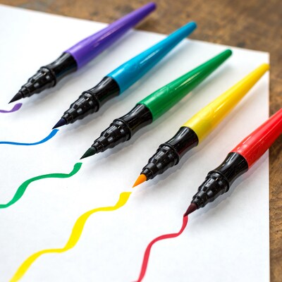 Crayola Washable Paint Brush Pens, Assorted Colors, 5/Pack, 6 Packs/Bundle (BIN546201-6)