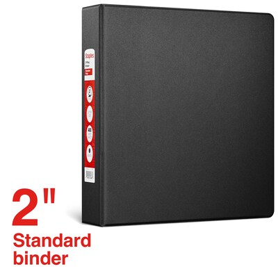 Staples® Standard 2 3 Ring Non View Binder with D-Rings, Black (26417-CC)