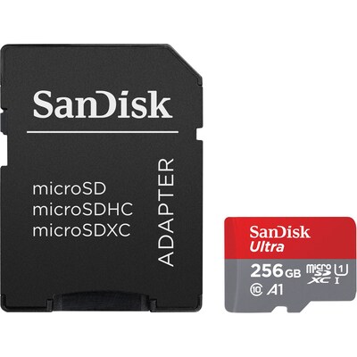 SanDisk Ultra 256GB microSDXC Memory Card with Adapter, Class 10, U1 (SDSQUAC-256G-AN6MA)