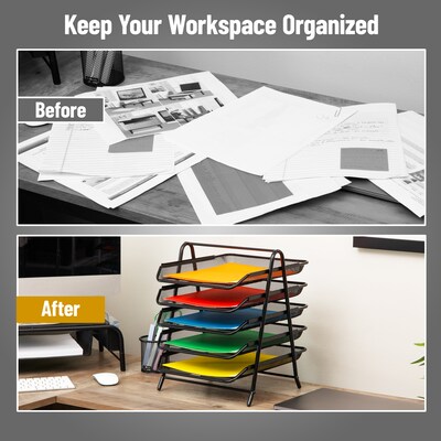 Mind Reader Metal Mesh Front Loading Stackable Letter Tray, Letter/Legal Size, Black (2CSTACK2-BLK)