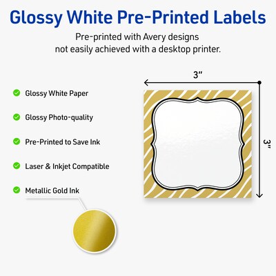 Avery Square Laser/Inkjet Multipurpose Labels, 3 x 3, White, 60/Pack (19479370986)