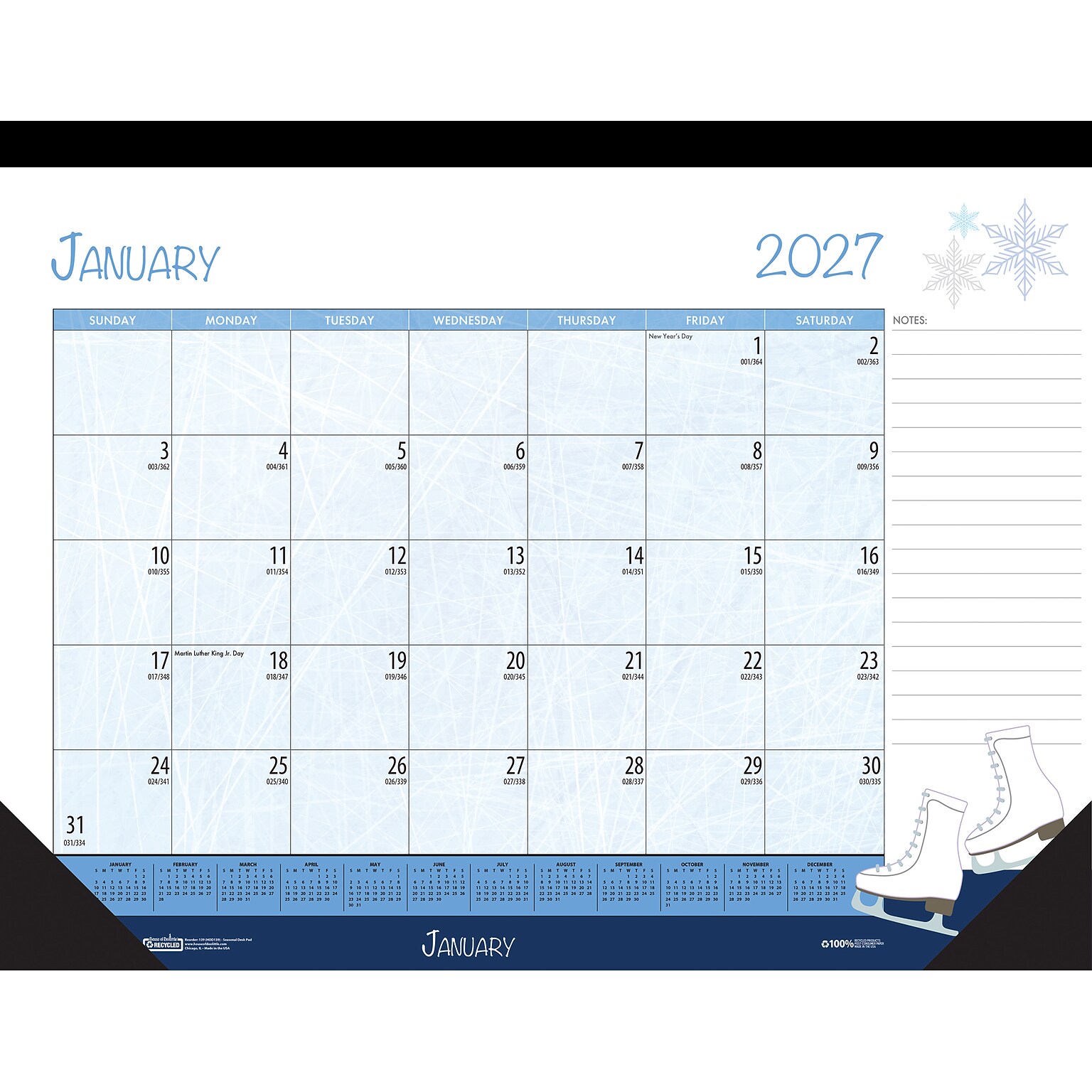 2027 House of Doolittle Seasonal Holiday 22 x 17 Monthly Desk Pad Calendar (139-27)