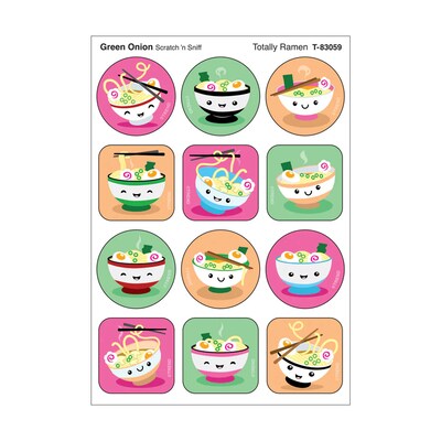 Trend Enterprises Totally Ramen Green Onion Scent Scratch n Sniff Stinky Stickers, Multicolored, 48/Pack, 6/Packs/Bundle