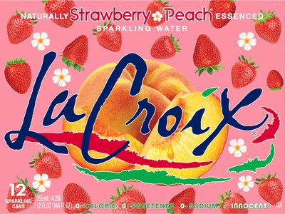 Lacroix Strawberry Peach Flavored Sparkling Seltzer Water, 12 fl. oz., 12 Cans/Pack, 2 Packs/Box (15021880)