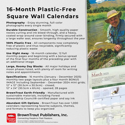 2025 BrownTrout Fly Fishing Dreams OFFICIAL 12" x 24" Monthly Square Wall Calendar (9781975479916)