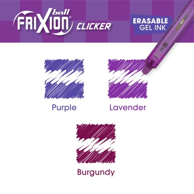 Pilot FriXion Clicker Vibe Erasable Gel Pen, Fine Point, 0.7mm, Assorted Ink, 3/Pack (FXCC3010F)