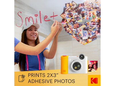 Kodak Smile+ 5 Megapixels Digital Instant Print Camera, White/Yellow (RODSMPCAMW)