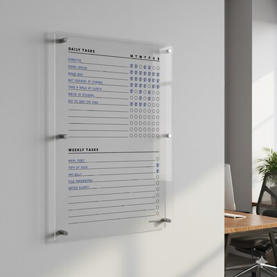 Excello Brands Acrylic Dry-Erase Planning Board, 20 x 30, Black Print (ACRYLBRD-TSK20X30-BLK)