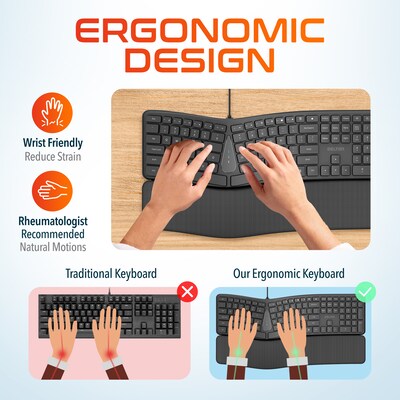 Delton KBE250 Ergonomic Wired Keyboard, Vertical Mouse, and USB-A/USB-C Noise-Cancelling Headset Bundle, Black (DKBE250BD2)