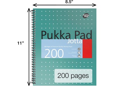 Pukka Pad Metallic Jotta Professional Notebooks, 8.5" x 11", College Ruled, 100 Sheets, Green, 3/Pack (8751-MET)