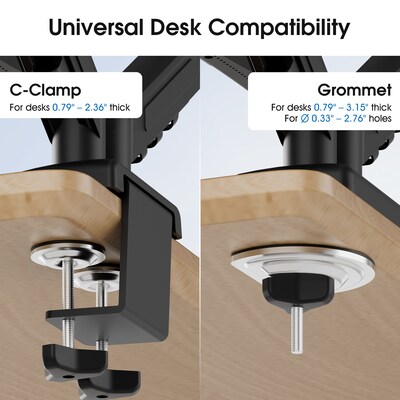 FlexiSpot MA1 Adjustable Dual Arms, Up to 32" Monitors, Black (MA1B-D-DP)
