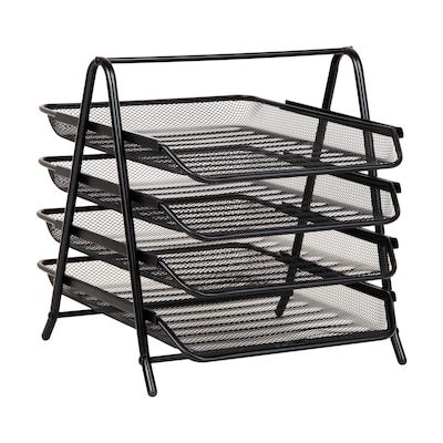 Mind Reader Metal Mesh Front Loading Letter Tray, Letter/Legal Size, Black (4TPAPER-BLK)