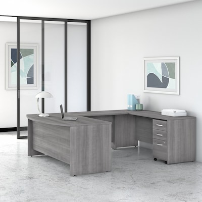 Bush Business Furniture Studio C 72"W U Shaped Desk with Mobile File Cabinet, Platinum Gray (STC004PGSU)