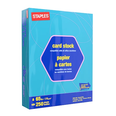 Staples 65 lb. Cardstock Paper, 8.5 x 11, Bright Blue, 250 Sheets/Pack (92099)
