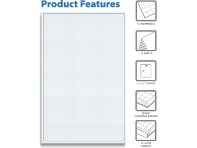 Better Office Graph Pad, 11 x 17, Quad-Ruled, White, 25 Sheets/Pad (25600)