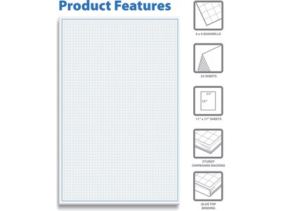 Better Office Graph Pad, 11" x 17", Quad-Ruled, White, 25 Sheets/Pad (25600)