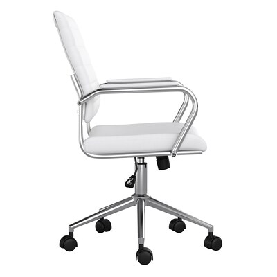 Martha Stewart Piper Faux Leather Swivel Office Chair, White/Polished Nickel (CH2209212WH)