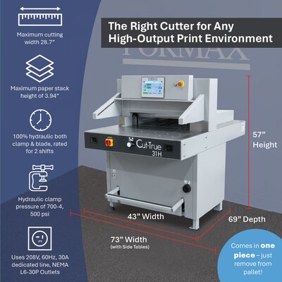 Formax Cut-True 31H 28.7" Guillotine Paper Cutter, Gray (CUT-TRUE 31H)