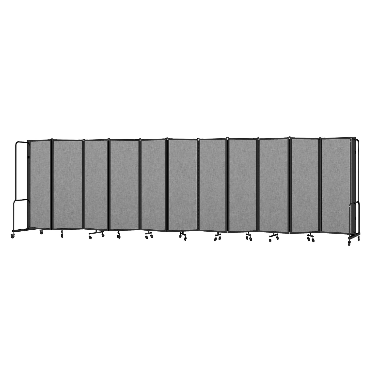National Public Seating Robo Series 11-Panel Folding Mobile Room Divider, 72H x 256W, Grey Fabric (RDB6-11PT02)