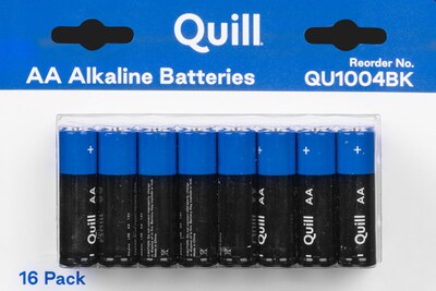 Quill Alkaline Batteries AA, 16/Pack (QU1004BK)