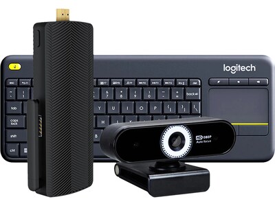 Azulle Access4 Pro Fanless Mini PC Stick with Keyboard & Webcam, Intel Celeron, 4GB Memory, 64GB eMMC SSD (AG35KC)