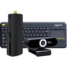 Azulle Access4 Pro Fanless Mini PC Stick with Keyboard & Webcam, Intel Celeron, 4GB Memory, 64GB eMM