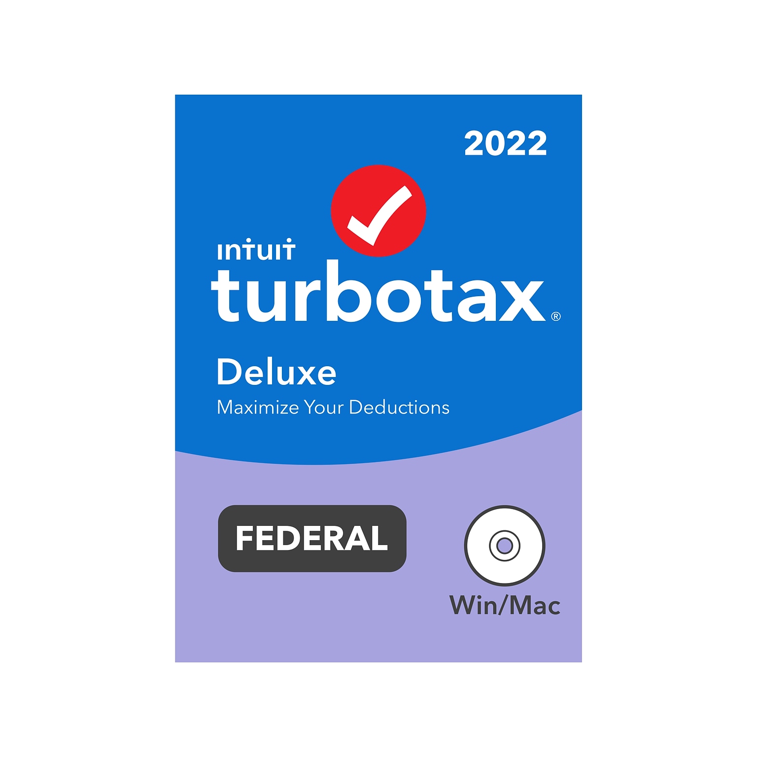 TurboTax Deluxe 2022 Federal for 1 User, Windows/Mac, CD/DVD or