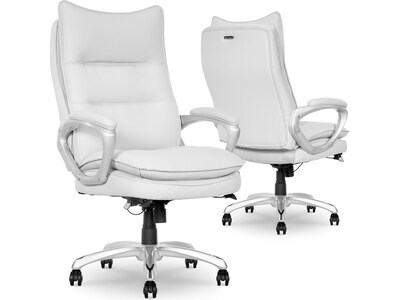 La-Z-Boy Jenkins Ergonomic Bonded Leather Executive Big & Tall Chair, 400 lb. Capacity, White (60075-WHT)