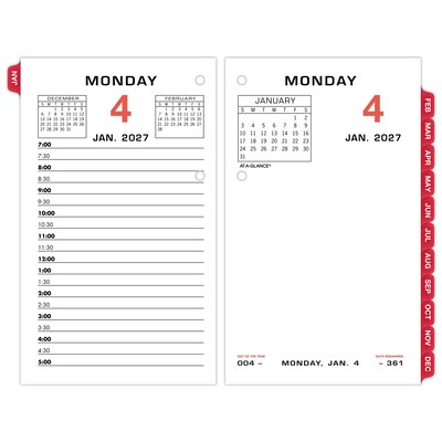 2027 AT-A-GLANCE 6 x 3.5 Daily Desk Calendar Refill Pages, White/Black (E017-50-27)