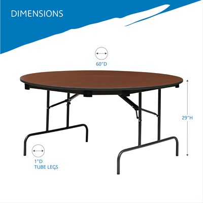 ICEBERG Premium Folding Table, 60Dia., Mahogany (55264)