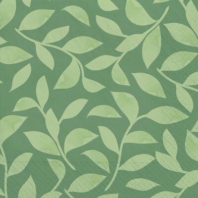 Party City Leaf Motif Lunch Napkin, 2-Ply, Jade, 40 Napkins/Pack (AM610009)