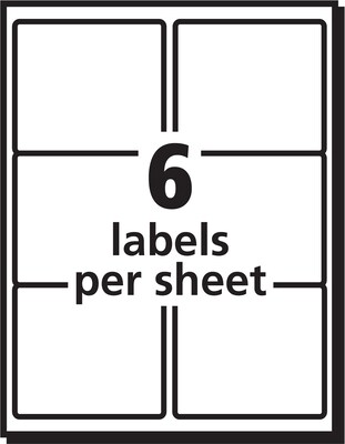 PRES-a-ply Laser/Inkjet Shipping Labels, 3-1/3" x 4", White, 6 Labels/Sheet, 100 Sheets/Box (30604)