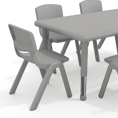 Flash Furniture Emmy Rectangular Activity Table Set, 48" x 24", Height Adjustable, Soft Gray (YCX13RECTTBSGYE)