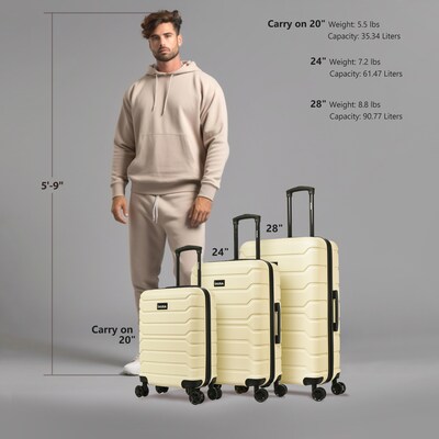 InUSA Trend 3-Piece Hardside Spinner Luggage Set, TSA Checkpoint Friendly, Sand (IUTRESML-SAN)