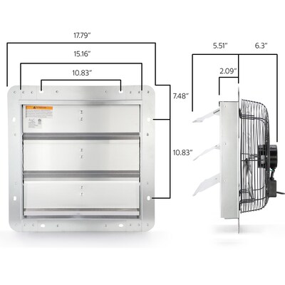 Vie Air 14" Shutter Exhaust Fan, Silver (938122810M)