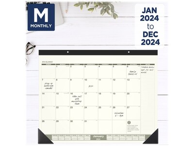 2024 AT-A-GLANCE 22" x 17" Monthly Desk Pad Calendar, White/Black (SK32G-00-24)