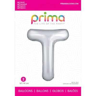 Party City (Air-Filled) 16 T Foil Balloon, Silver, 2/Pack (AM60050281-18)
