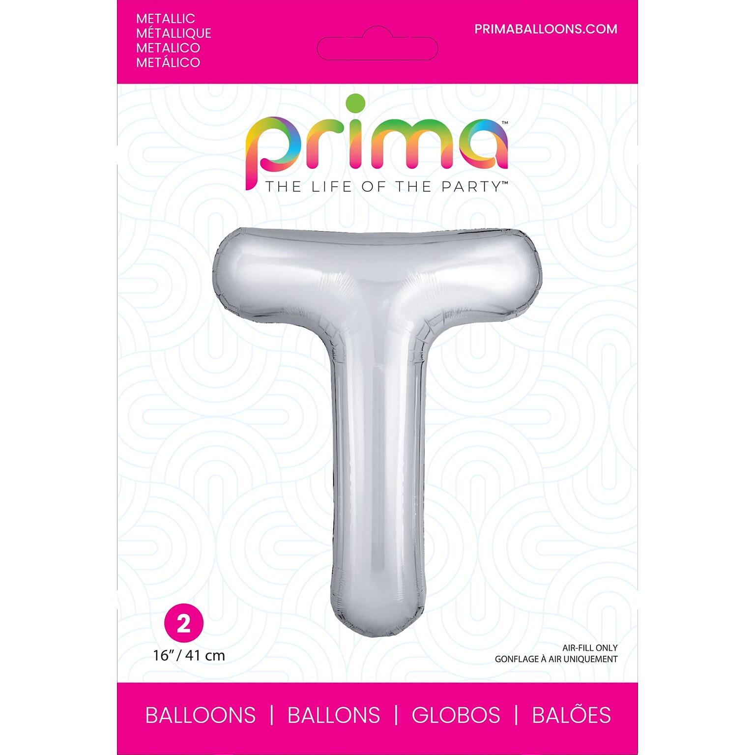Party City (Air-Filled) 16 T Foil Balloon, Silver, 2/Pack (AM60050281-18)