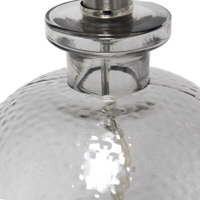 Lalia Home Smokey Gray Hammered Glass Jar Table Lamp with Linen Shade, White (LHT-5013-WH)