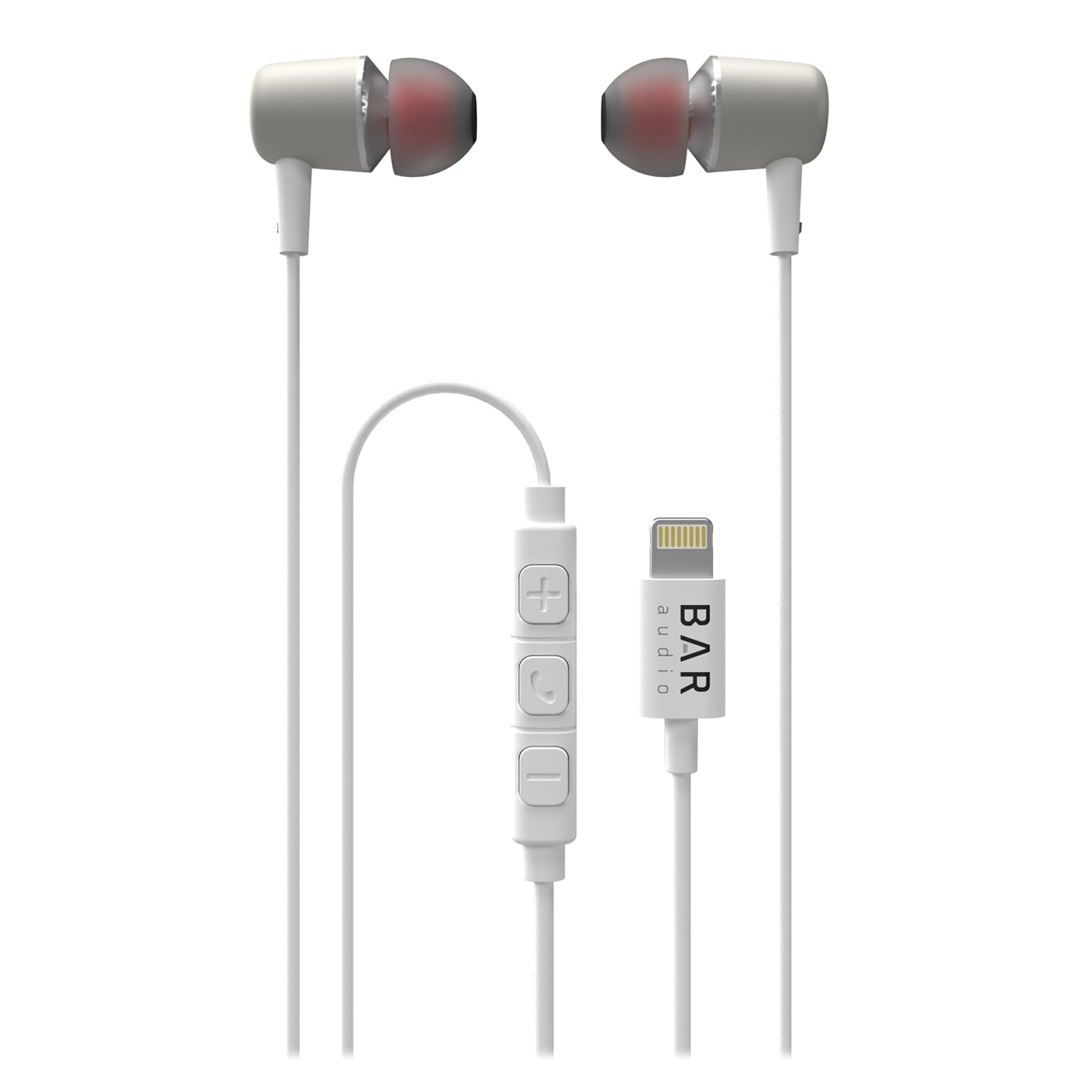cellhelmet Bar Audio Earbuds, Lightning Connector, White (BAR-IN-EAR-LIGHT)