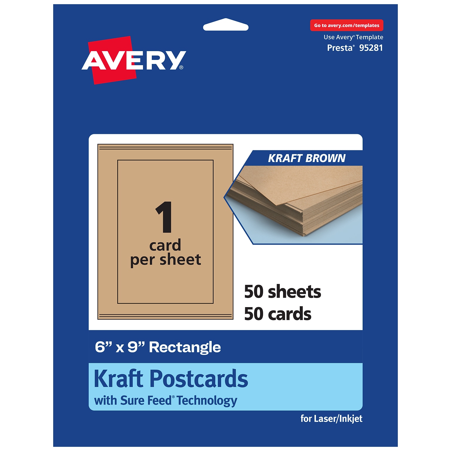 Avery Integrated Cards, 6 x 9, Matte Kraft Brown, 50/Box (95281)