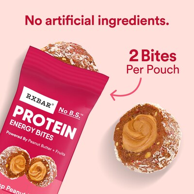 RXBAR Gluten Free Strawberry Peanut Butter Protein Energy Bites, 21 oz., 2/Pack, 12 Bars/Box (193908-00846)