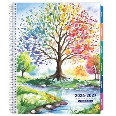 2026-2027 Excello Brands 8.5 x 11 Academic Weekly & Monthly Teacher Planner, Paperboard Cover, Tree Seasons (TP-AY26-0020)