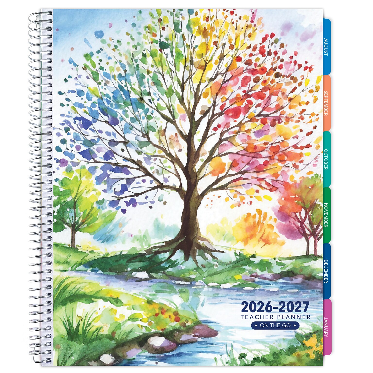 2026-2027 Excello Brands 8.5 x 11 Academic Weekly & Monthly Teacher Planner, Paperboard Cover, Tree Seasons (TP-AY26-0020)