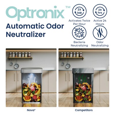 NineStars Stainless Steel Indoor UV Odor Neutralizing Automatic Sensor Trasn Can, 13.2 Gallons, Silver (ONT-50-82SL)