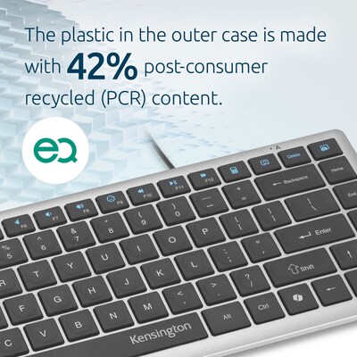Kensington KB415 EQ Wired Compact Keyboard, Gray (K75411NA)