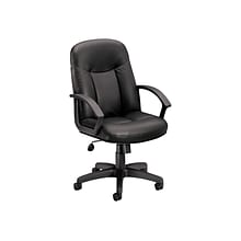 HON SofThread Leather High-Back Executive Chair, Center-Tilt, Fixed Arms, Black (BSXVL601SB11)