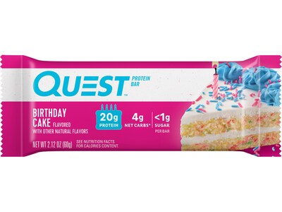 Quest Gluten Free Birthday Cake Protein Bar, 2.12 oz., 12 Bars/Box (QPBBDC12)